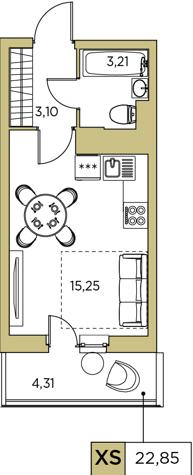 Студия, 22.85 м² — ЖК ЖК Аквилон Sky (Аквилон Скай)