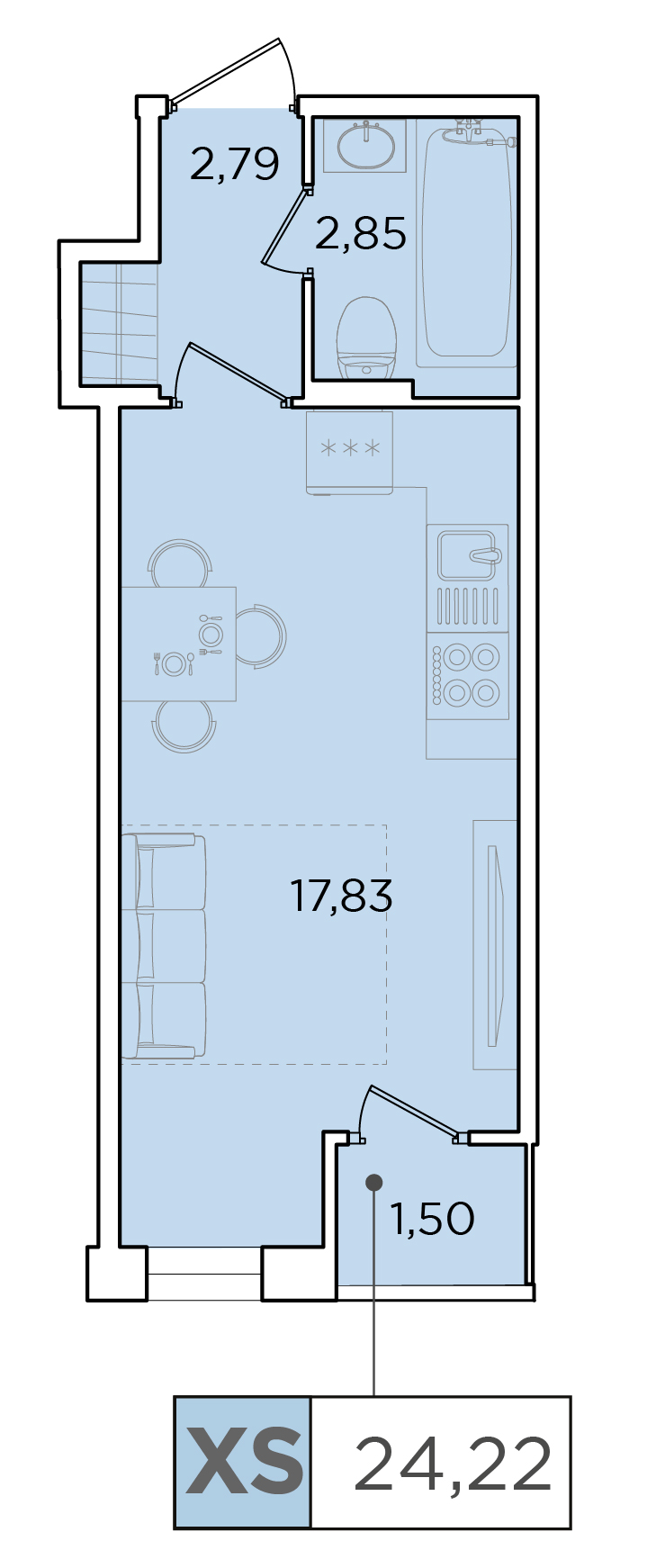 Студия, 24.22 м² — ЖК ЖК Forest Аквилон (Форест Аквилон)