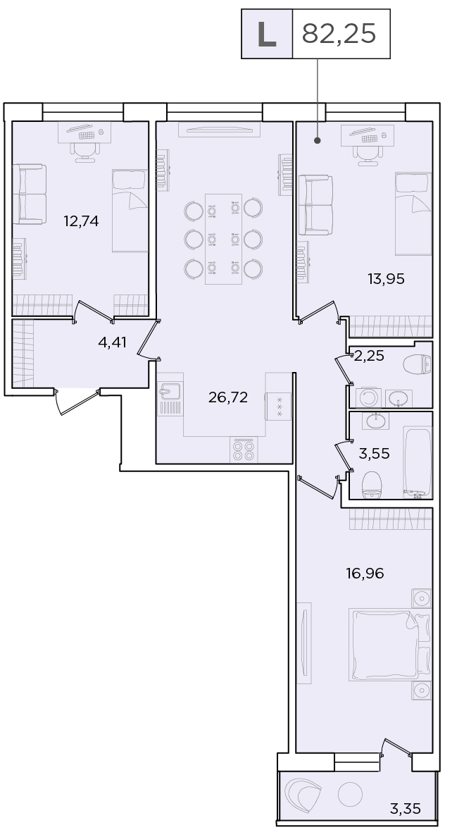 3-комнатная, 82.25 м² — ЖК ЖК Forest Аквилон (Форест Аквилон)
