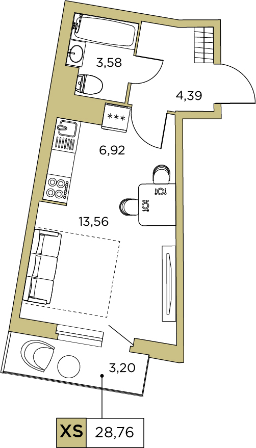 Студия, 28.76 м² — ЖК ЖК Аквилон Sky (Аквилон Скай)