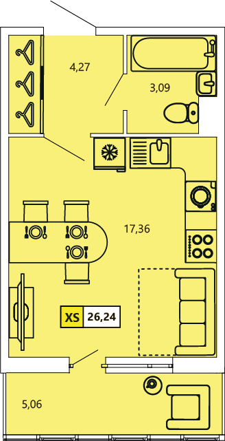 Студия, 26.24 м² — ЖК ЖК «Ол Инклюзив (All Inclusive)»