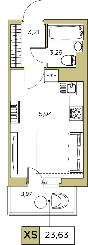 Студия, 23.63 м² — ЖК ЖК Аквилон Sky (Аквилон Скай)