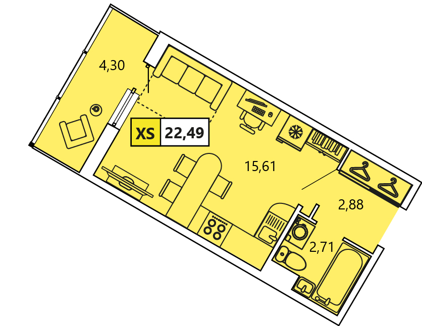 Студия, 22.49 м² — ЖК ЖК «Ол Инклюзив (All Inclusive)»