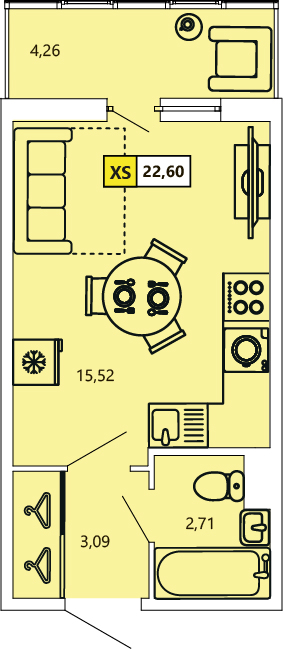 Студия, 22.6 м² — ЖК ЖК «Ол Инклюзив (All Inclusive)»