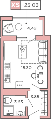 Студия, 25.03 м² — ЖК ЖК Promenade (Променад)