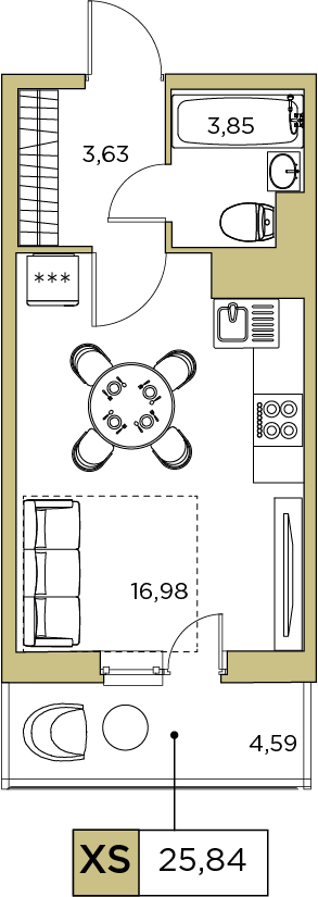 Студия, 25.84 м² — ЖК ЖК Аквилон Sky (Аквилон Скай)