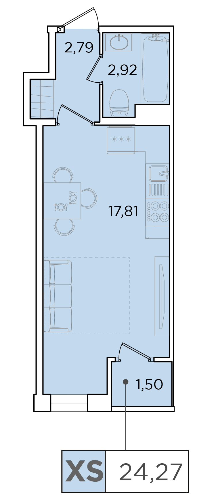 Студия, 24.27 м² — ЖК ЖК Forest Аквилон (Форест Аквилон)