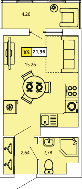 Студия, 21.83 м² — ЖК ЖК «Ол Инклюзив (All Inclusive)»