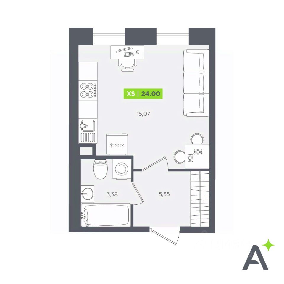 Студия, 24 м² — ЖК ЖК «Аквилон Сториз (Аквилон Stories)»