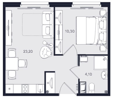 2-комнатная, 37.6 м² — ЖК ЖК «Апартаменты Интуит (IN2IT)»
