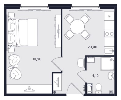 2-комнатная, 37.8 м² — ЖК ЖК «Апартаменты Интуит (IN2IT)»