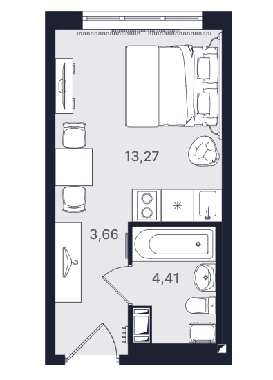 Студия, 21.34 м² — ЖК ЖК «Про.Молодость (Апартаменты Про.Молодость)»