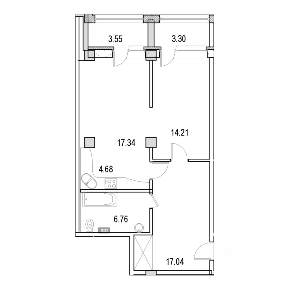 2-комнатная, 180.7 м² — ЖК ЖК Маршал