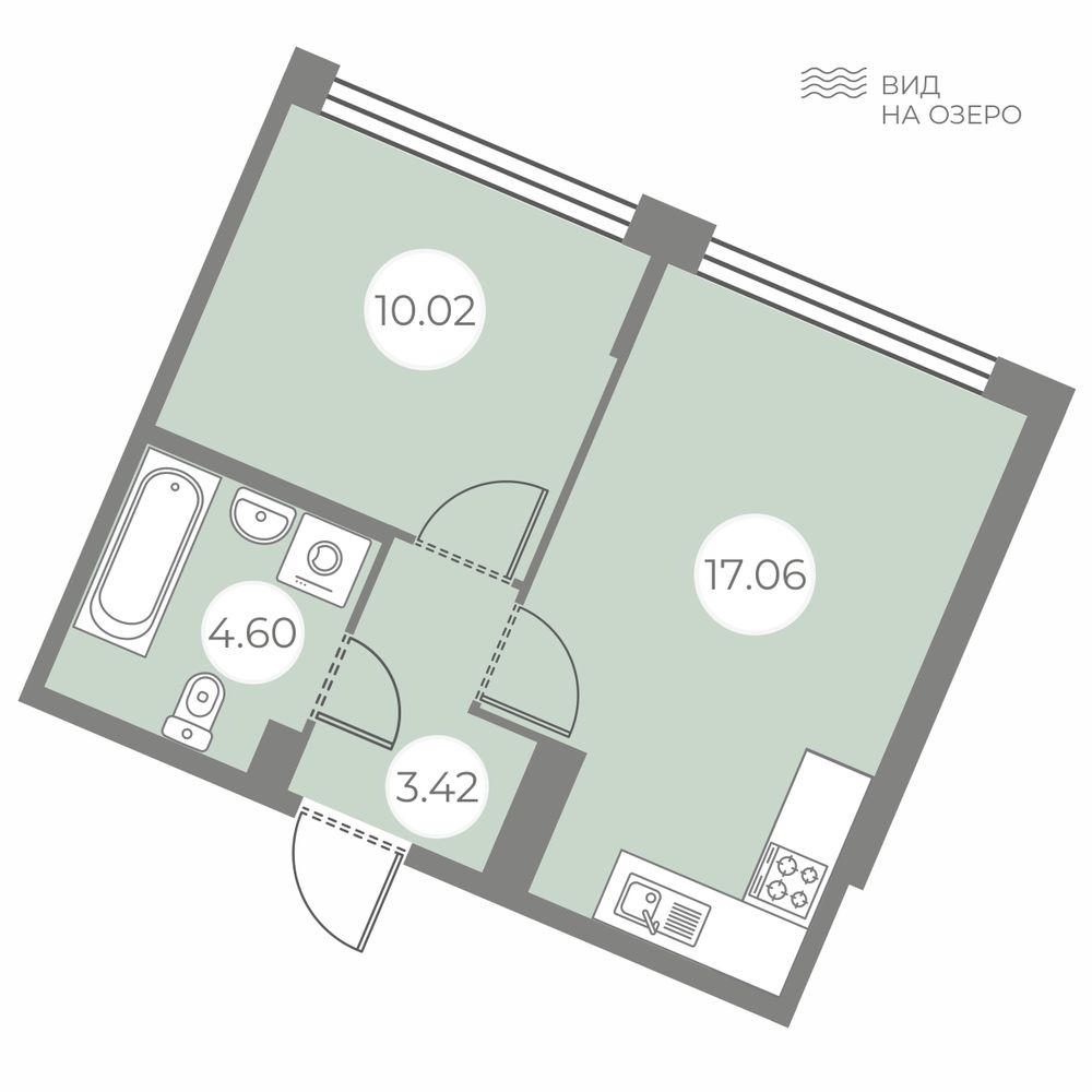 1-комнатная, 35.1 м² — ЖК ЖК БФА в Озерках