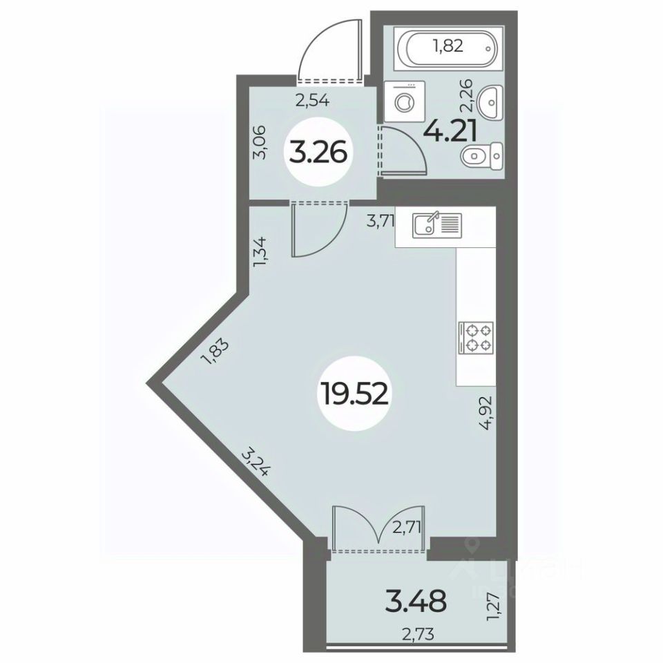 Студия, 28.73 м² — ЖК ЖК «Огни Залива»