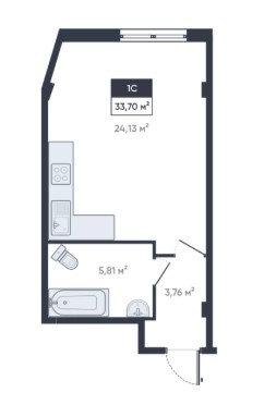 Студия, 33.7 м² — ЖК ЖК «Ромашки»