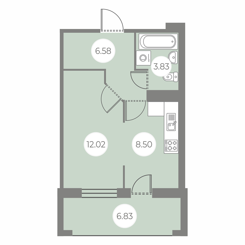 1-комнатная, 34.35 м² — ЖК ЖК БФА в Озерках