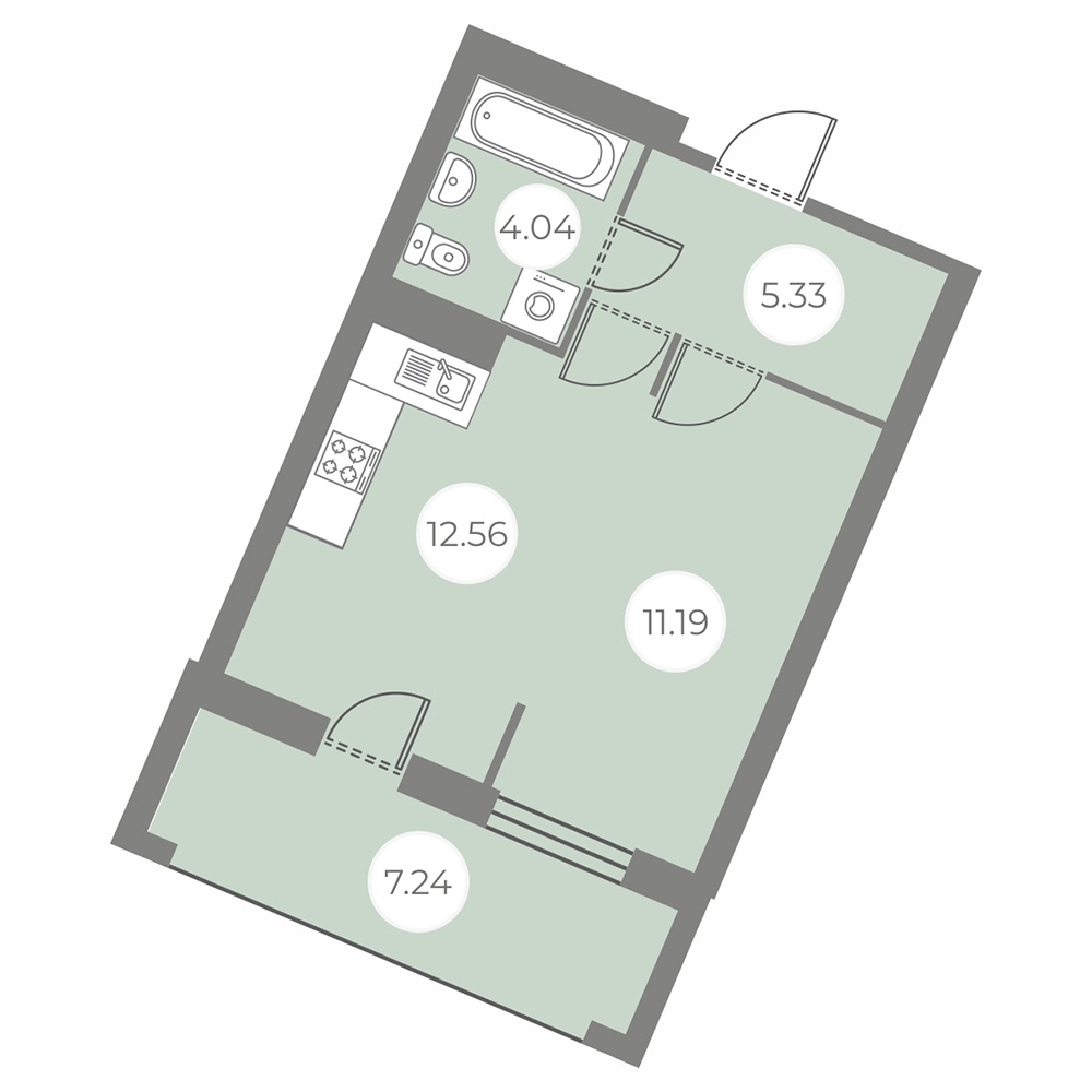 1-комнатная, 36.74 м² — ЖК ЖК БФА в Озерках