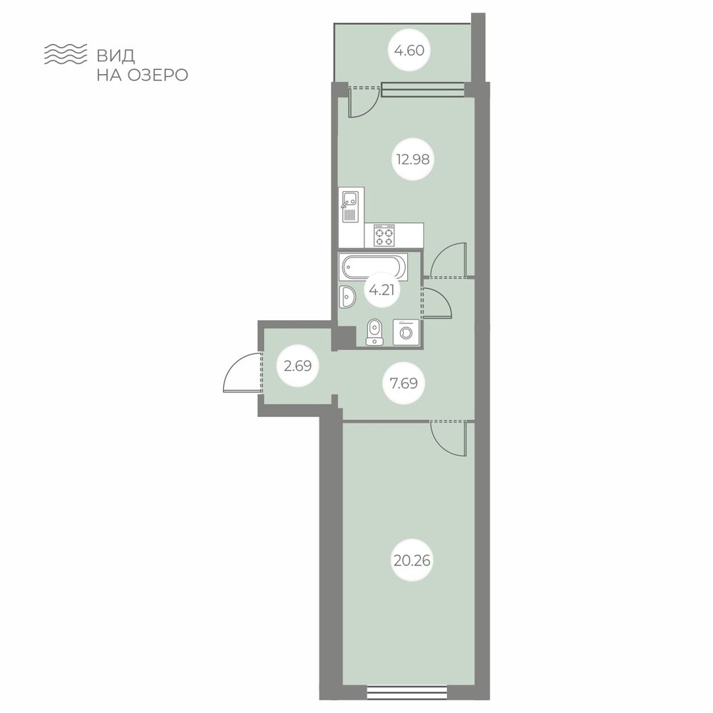 1-комнатная, 50.13 м² — ЖК ЖК БФА в Озерках