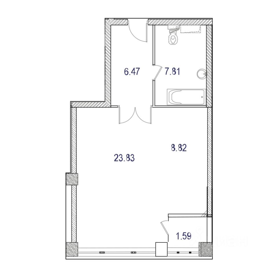 2-комнатная, 64.8 м² — ЖК ЖК Маршал