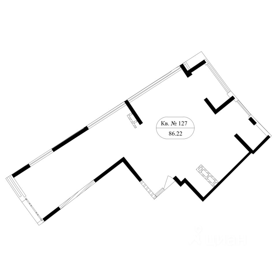 3-комнатная, 79.59 м² — ЖК ЖК Маршал