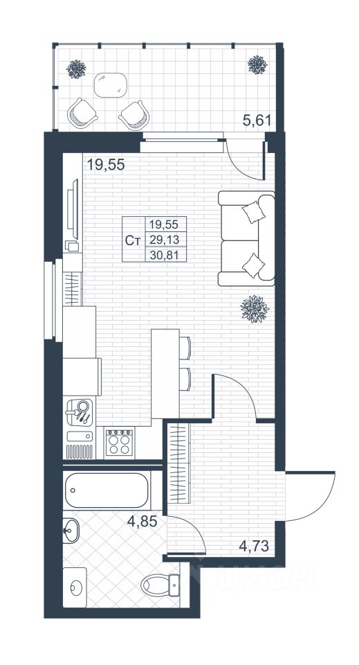 Студия, 28.8 м² — ЖК ЖК Ново-Антропшино